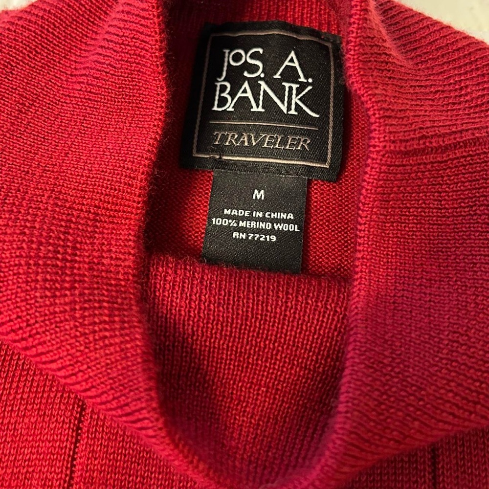Jos A Bank Red Merino Wool Sweater